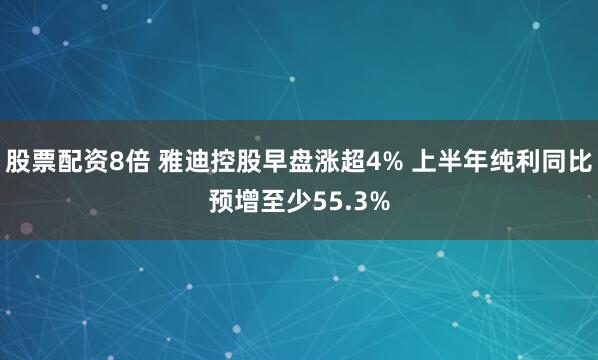 股票配资8倍 雅迪控股早盘涨超4% 上半年纯利同比预增至少55.3%