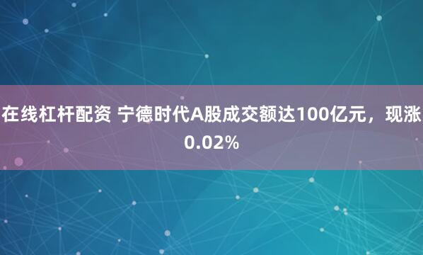 在线杠杆配资 宁德时代A股成交额达100亿元，现涨0.02%